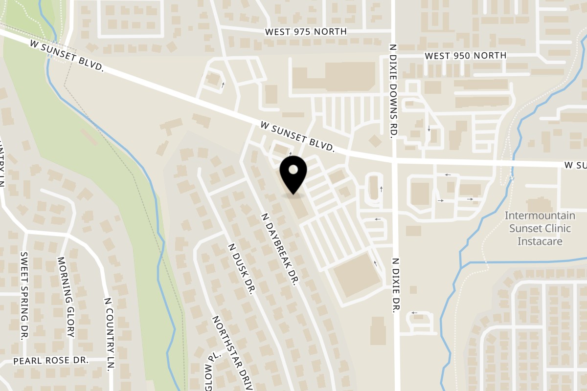 Map showing the location of ISLAND GRINDS on 1973 W Sunset Blvd in St. George